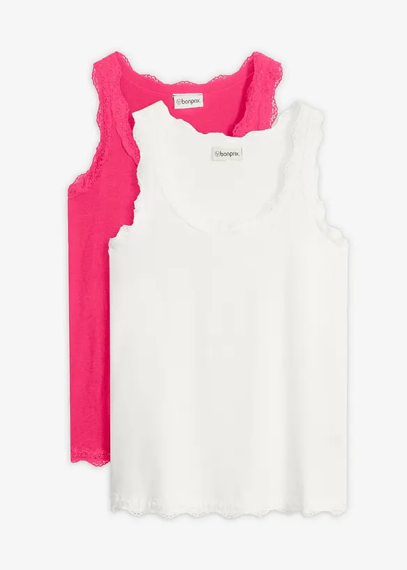 Top aus softem Viskose-Mix (2er-Pack) in pink von vorne - bonprix
