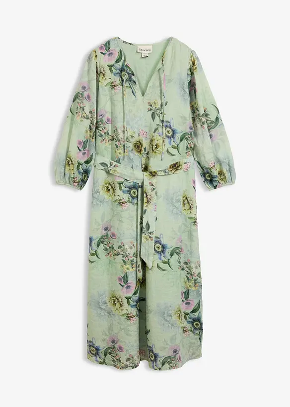 Maxikleid aus Ramie in grün von vorne - bonprix Maxikleid aus Ramie in grün von vorne - bonprix