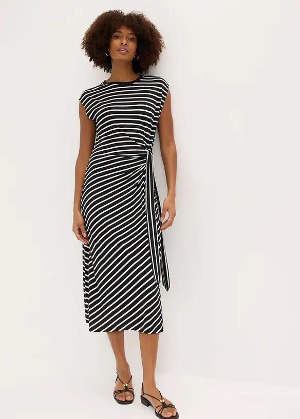 Jerseykleid mit Drapierung in schwarz von vorne (Totalaufnahme) - bonprix Jerseykleid mit Drapierung in schwarz von vorne (Totalaufnahme) - bonprix