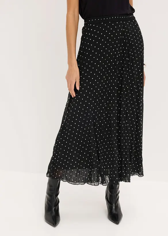 Chiffon-Rock in Crash-Optik in schwarz von vorne - bonprix Chiffon-Rock in Crash-Optik in schwarz von vorne - bonprix