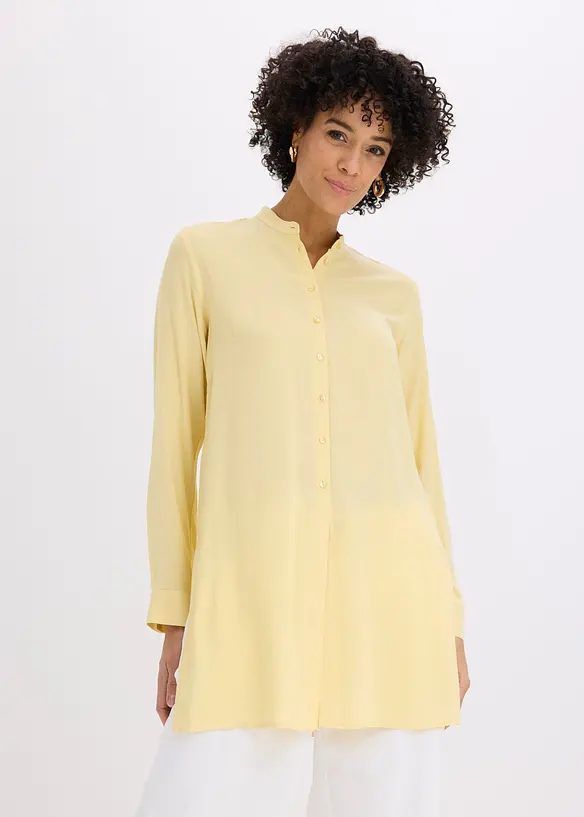 Viskose Longbluse in gelb von vorne (im Anschnitt) - bonprix Viskose Longbluse in gelb von vorne (im Anschnitt) - bonprix