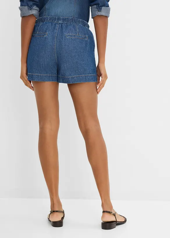 Leichte Jeans-Shorts Mid Waist, Bequembund in blau von hinten - bonprix