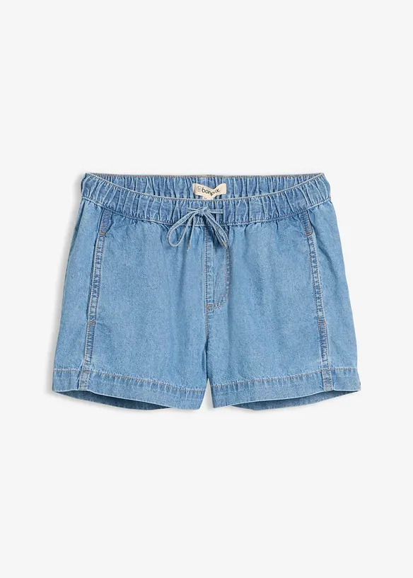 Leichte Jeans-Shorts Mid Waist, Bequembund in blau von vorne - bonprix
