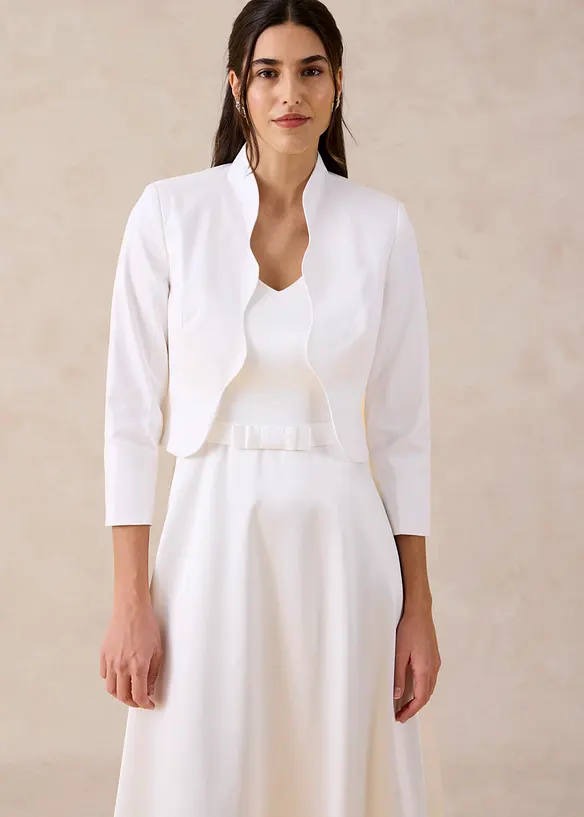 Bolero aus feiner Baumwolle in weiß von vorne (im Anschnitt) - bonprix