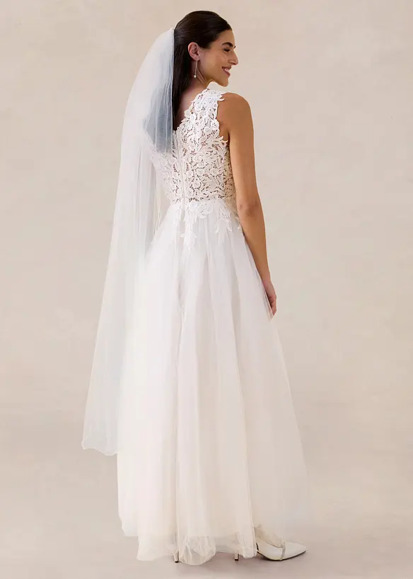 Brautkleid aus Tüll und Spitze in weiß von hinten (Totalaufnahme) - bonprix