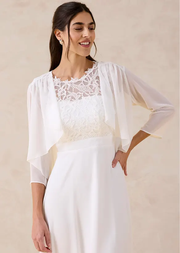 Bolero aus feinem Chiffon in weiß von vorne (im Anschnitt) - bonprix
