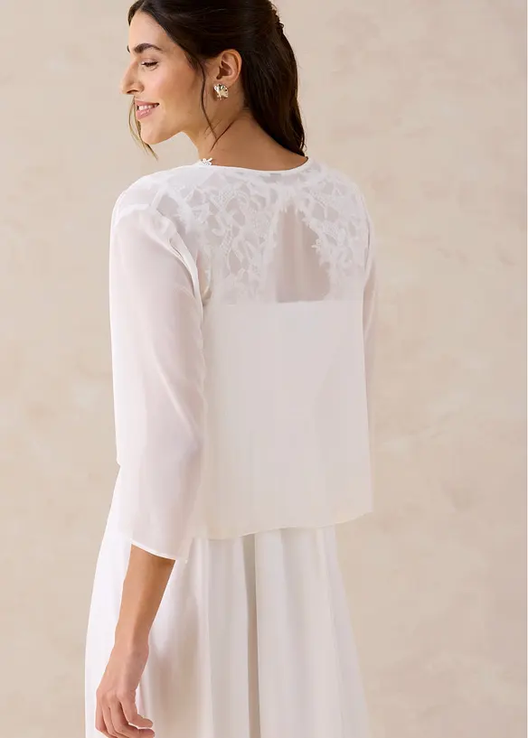 Bolero aus feinem Chiffon in weiß von hinten (im Anschnitt) - bonprix