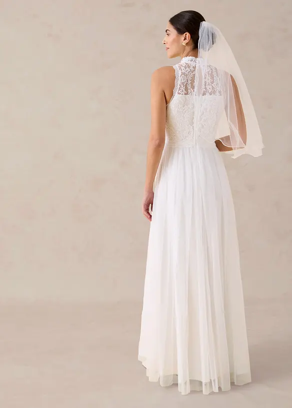 Brautkleid aus Tüll und Spitze in weiß von hinten (Totalaufnahme) - bonprix Brautkleid aus Tüll und Spitze in weiß von hinten (Totalaufnahme) - bonprix