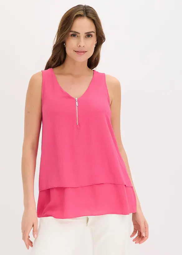 Top mit Zipper in pink von vorne (im Anschnitt) - bonprix