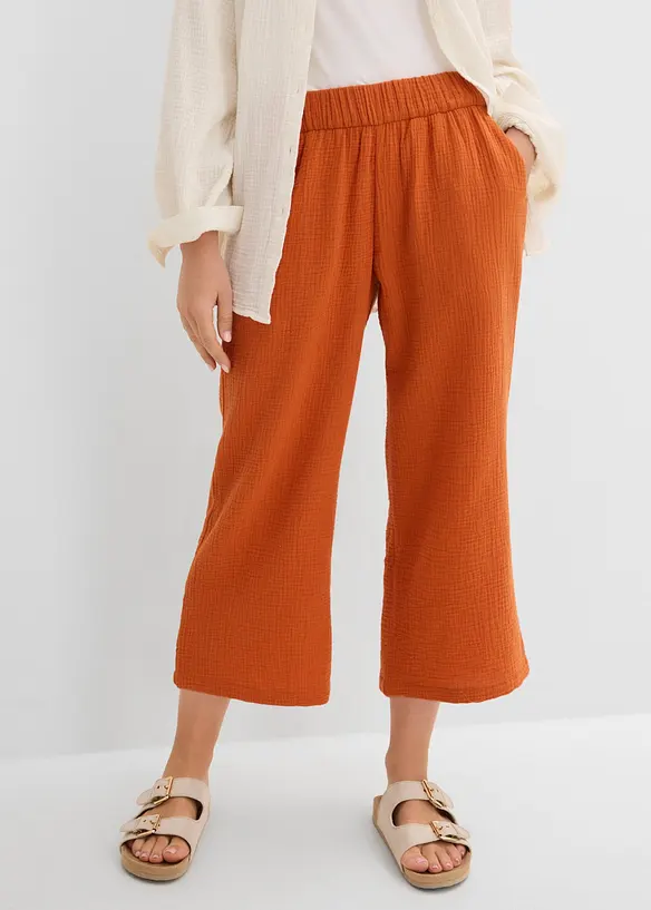 Musselin-Marlenehose aus reiner Baumwolle in orange von vorne - bonprix Musselin-Marlenehose aus reiner Baumwolle in orange von vorne - bonprix
