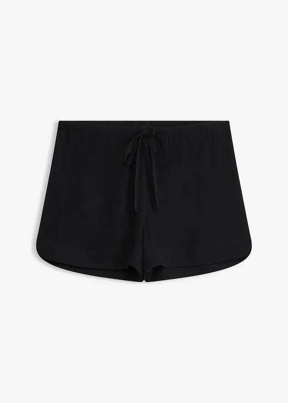 Strandshorts aus strukturierter Viskose in schwarz von vorne - bonprix