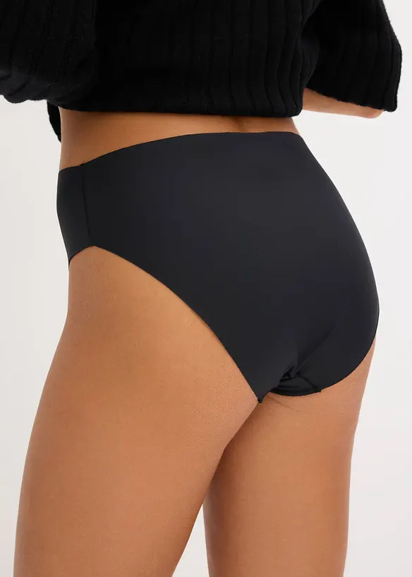 Maxipanty ohne sichtbare Abdrücke aus Microfaser (4er Pack) in schwarz von hinten - bonprix