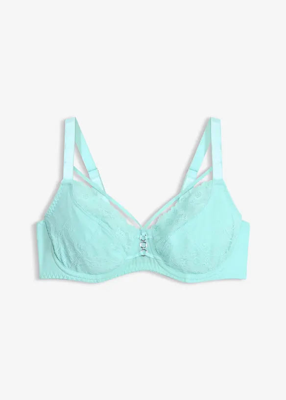 Bügel-BH mit abnehmbaren dekorativen Straps in blau von vorne - bonprix