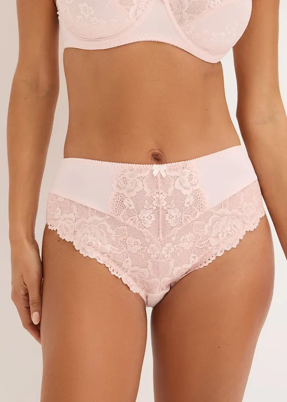 Maxislip mit floraler Spitze (2er Pack) in rosa von vorne - bonprix