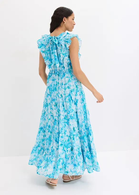 Maxikleid aus reiner Baumwolle in blau von hinten (Totalaufnahme) - bonprix Maxikleid aus reiner Baumwolle in blau von hinten (Totalaufnahme) - bonprix