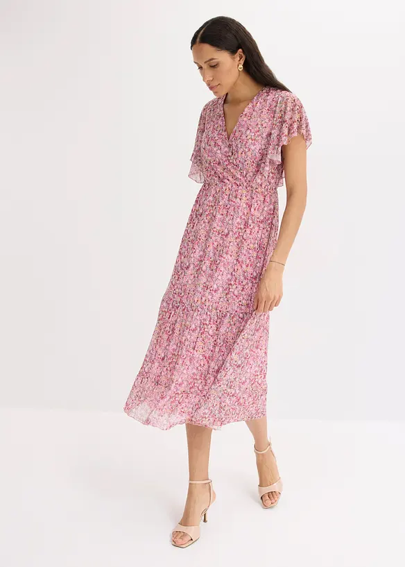 Midikleid aus softem Mesh in rosa von vorne (Totalaufnahme) - bonprix Midikleid aus softem Mesh in rosa von vorne (Totalaufnahme) - bonprix