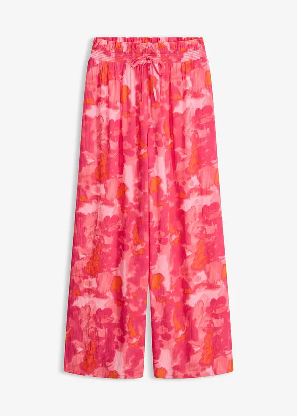 Strandhose aus strukturierter Viskose in pink von vorne - bonprix
