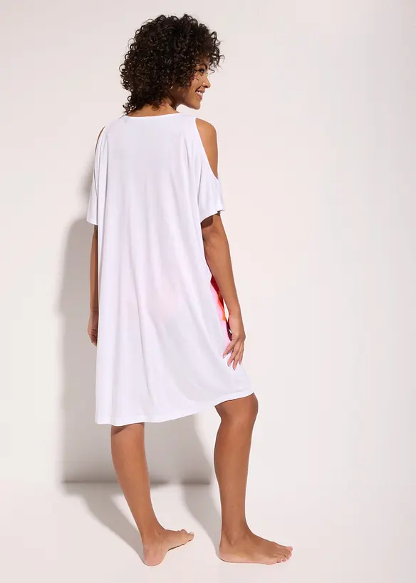 Strandkleid aus feiner Viskose in weiß von hinten (Totalaufnahme) - bonprix