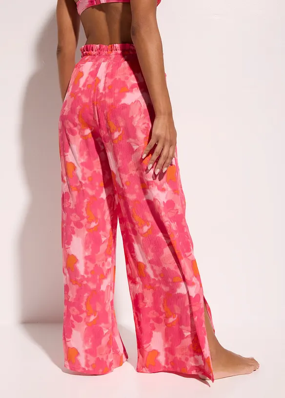Strandhose aus strukturierter Viskose in pink von hinten - bonprix