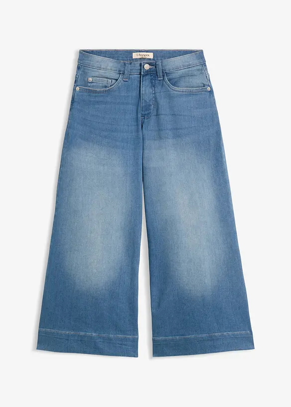 Ultra-Soft-Jeans, Culotte in blau von vorne - bonprix
