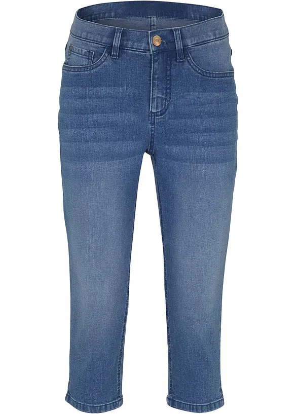 Capri-Ultra-Soft-Jeans in blau von vorne - bonprix