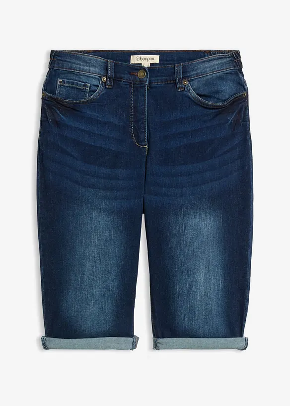 Jeans Bermuda Mid Waist, Bequembund in blau von vorne - bonprix Jeans Bermuda Mid Waist, Bequembund in blau von vorne - bonprix