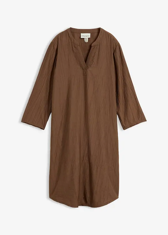 Tunika-Kleid aus Viskose-Mix mit Struktur Effekt in braun von vorne - bonprix Tunika-Kleid aus Viskose-Mix mit Struktur Effekt in braun von vorne - bonprix