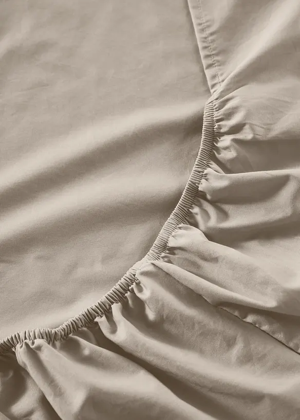 Perkal Spannbettlaken in grau (Detailaufnahme) - bonprix