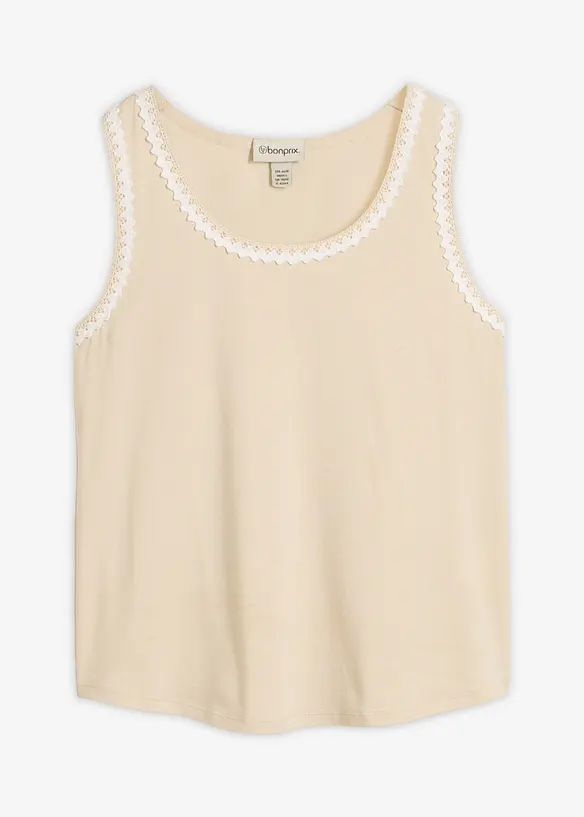 Tanktop mit Seidenanteil in beige von vorne - bonprix