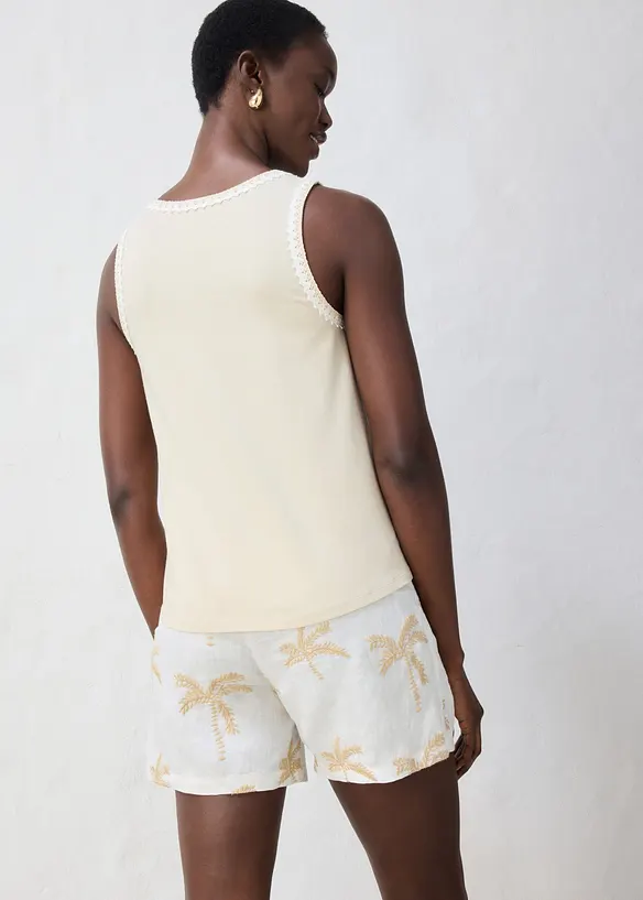 Tanktop mit Seidenanteil in beige von hinten (im Anschnitt) - bonprix