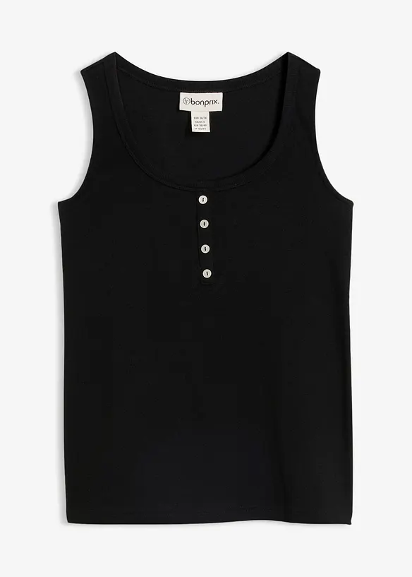 Hüftlanges Ripp-Top in schwarz von vorne - bonprix Hüftlanges Ripp-Top in schwarz von vorne - bonprix