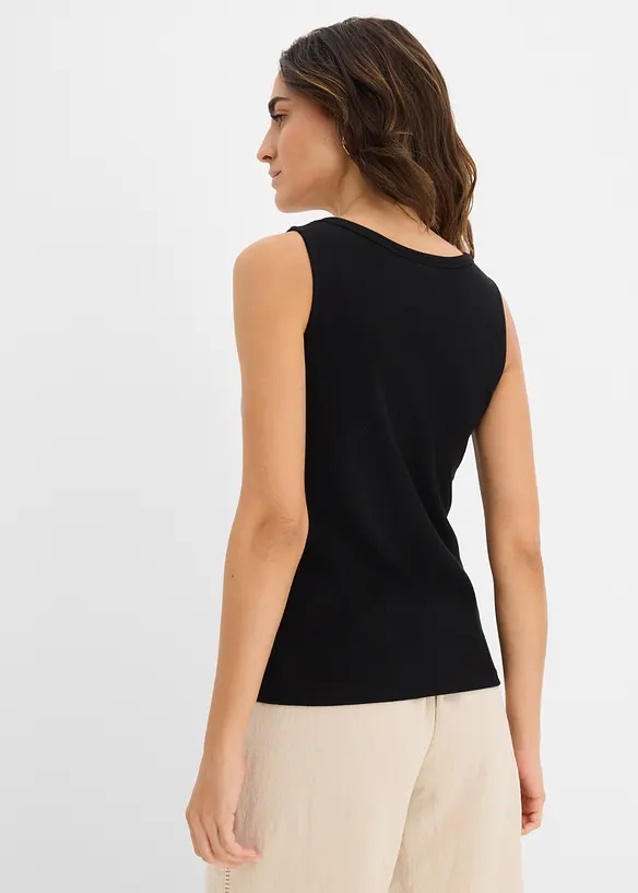 Hüftlanges Ripp-Top in schwarz von hinten (im Anschnitt) - bonprix Hüftlanges Ripp-Top in schwarz von hinten (im Anschnitt) - bonprix