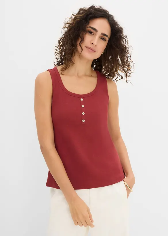 Hüftlanges Ripp-Top in rot von vorne (im Anschnitt) - bonprix Hüftlanges Ripp-Top in rot von vorne (im Anschnitt) - bonprix