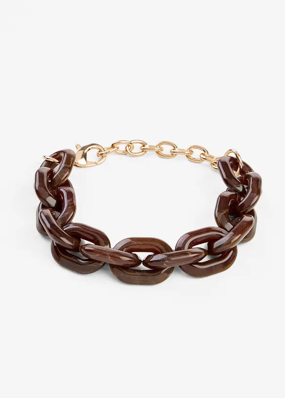 Chunky Gliederarmband in braun von vorne - bonprix