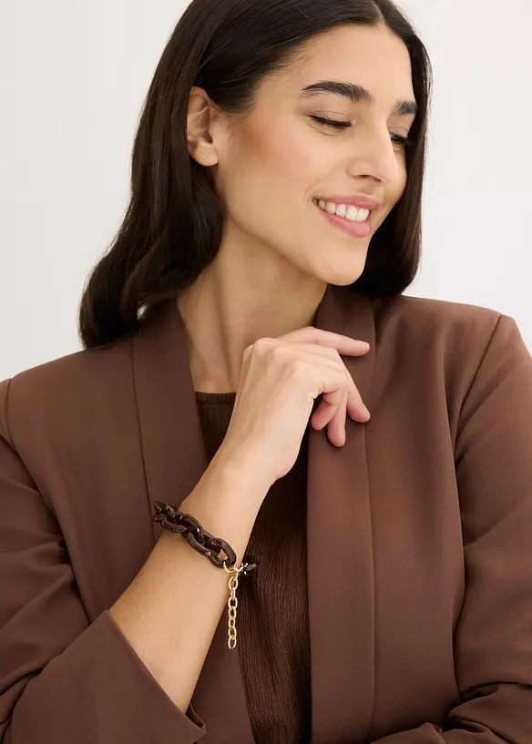 Chunky Gliederarmband in braun von vorne (im Anschnitt) - bonprix