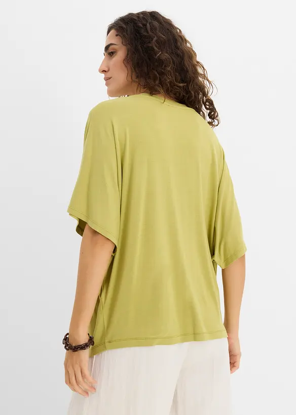 T-Shirt aus Viskose-Mix in grün von hinten (im Anschnitt) - bonprix