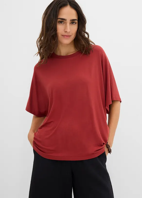 T-Shirt aus Viskose-Mix in rot von vorne (im Anschnitt) - bonprix