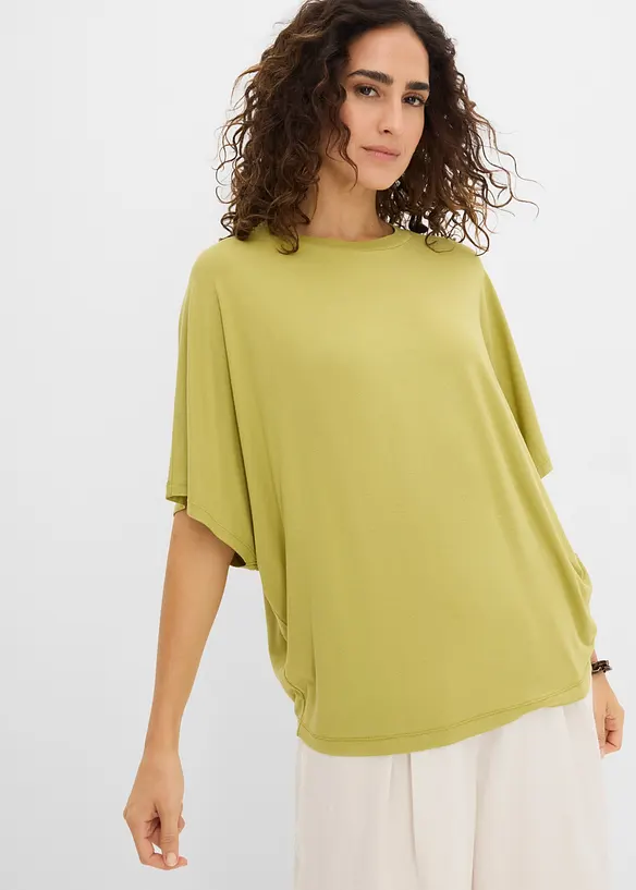 T-Shirt aus Viskose-Mix in grün von vorne (im Anschnitt) - bonprix