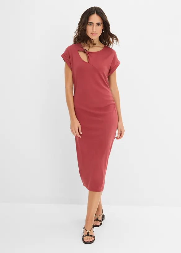 Jerseykleid aus Punto di Roma in rot von vorne (Totalaufnahme) - bonprix
