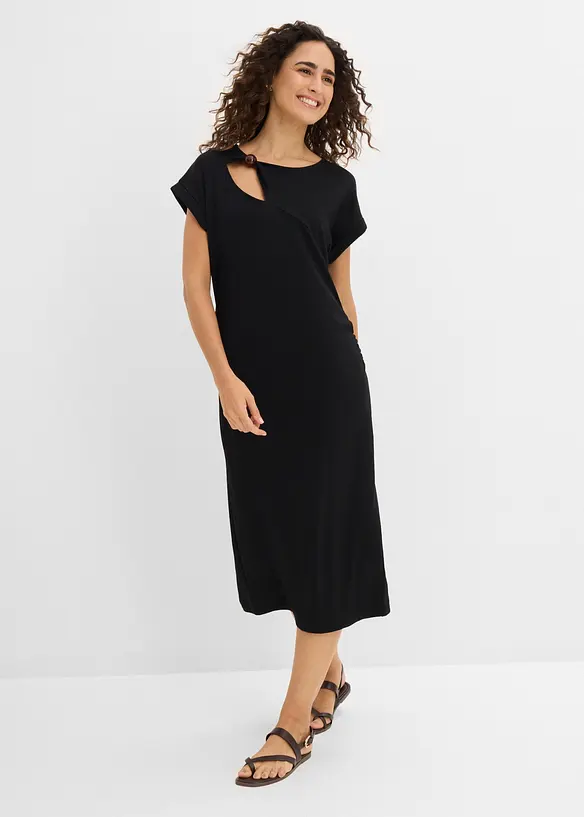 Jerseykleid aus Punto di Roma in schwarz von vorne (Totalaufnahme) - bonprix