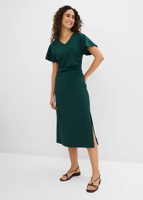 Jerseykleid aus Baumwolle in grün von vorne (Totalaufnahme) - bonprix Jerseykleid aus Baumwolle in grün von vorne (Totalaufnahme) - bonprix