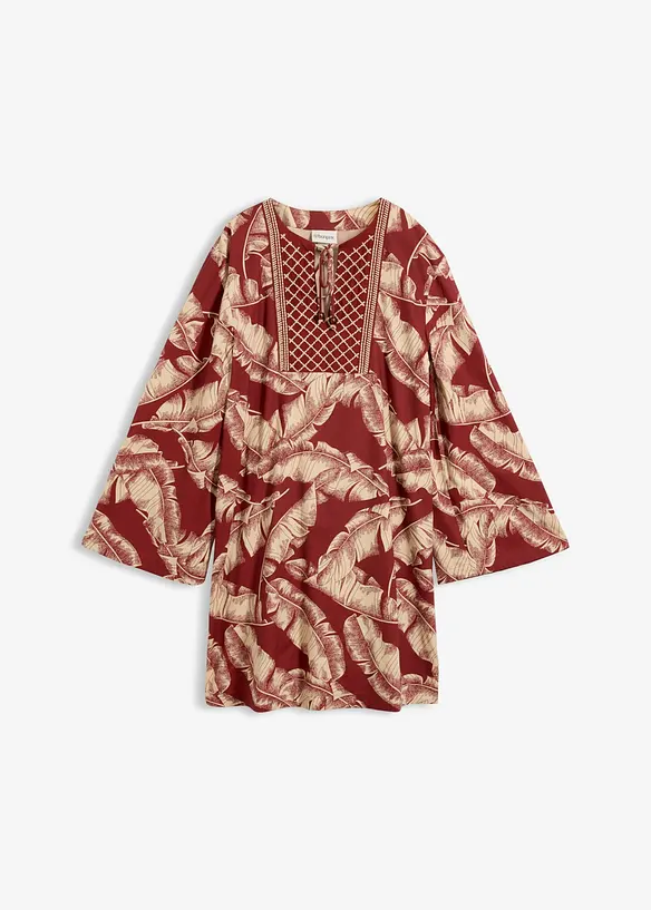 Tunika-Kleid aus fließendem Viskose-Mix in rot von vorne - bonprix
