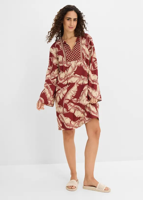 Tunika-Kleid aus fließendem Viskose-Mix in rot von vorne (Totalaufnahme) - bonprix