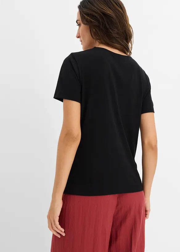 T-Shirt aus fließendem Viskose-Mix in schwarz von hinten (im Anschnitt) - bonprix T-Shirt aus fließendem Viskose-Mix in schwarz von hinten (im Anschnitt) - bonprix