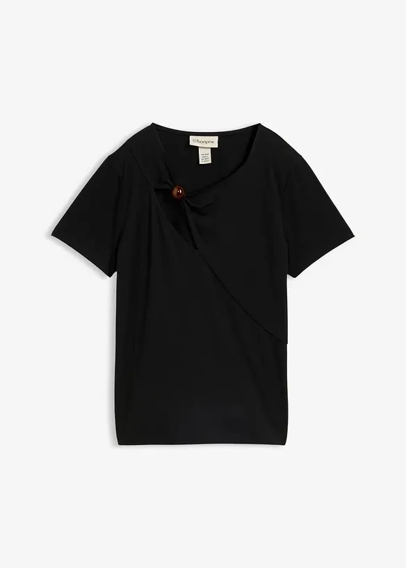 T-Shirt aus fließendem Viskose-Mix in schwarz von vorne - bonprix T-Shirt aus fließendem Viskose-Mix in schwarz von vorne - bonprix