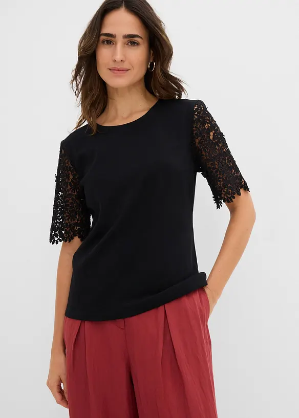 Shirt aus reiner Bio-Baumwolle in schwarz von vorne (im Anschnitt) - bonprix Shirt aus reiner Bio-Baumwolle in schwarz von vorne (im Anschnitt) - bonprix