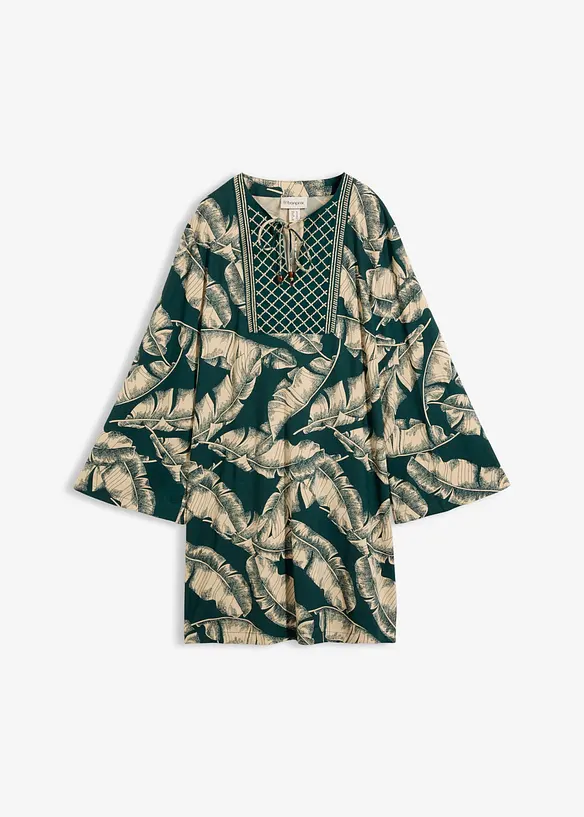 Tunika-Kleid aus fließendem Viskose-Mix in grün von vorne - bonprix