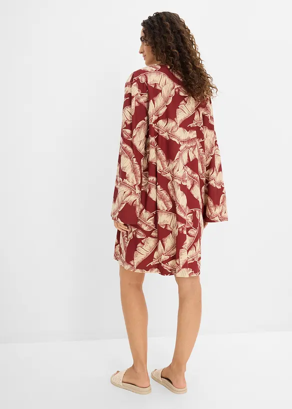 Tunika-Kleid aus fließendem Viskose-Mix in rot von hinten (Totalaufnahme) - bonprix