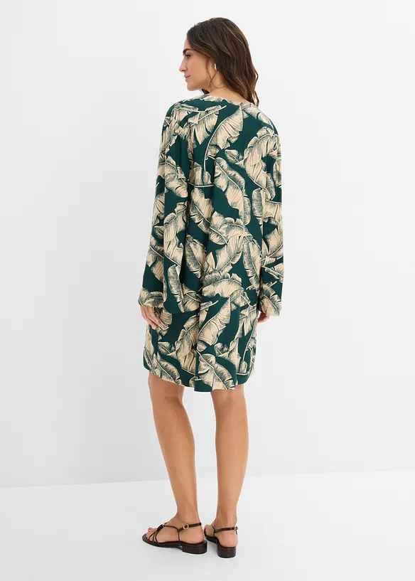 Tunika-Kleid aus fließendem Viskose-Mix in grün von hinten (Totalaufnahme) - bonprix