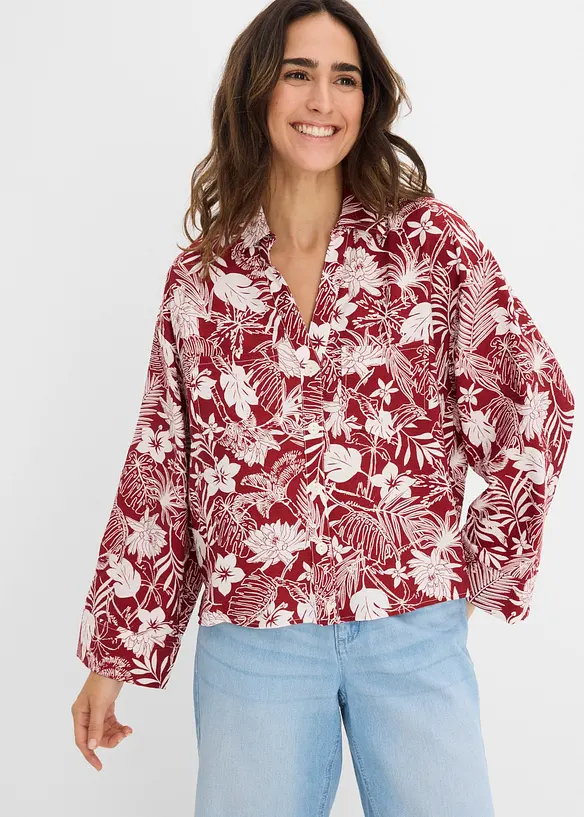 Resortbluse aus Viskose-Mix in rot von vorne (im Anschnitt) - bonprix Resortbluse aus Viskose-Mix in rot von vorne (im Anschnitt) - bonprix